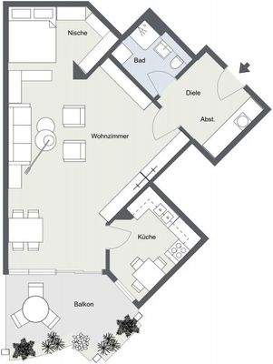 Grundriss - 1,5 Zimmer Whg