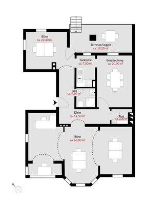Grundriss l Aktuelle Aufteilung