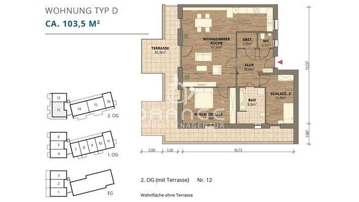 Grundriss Wohnung Typ D