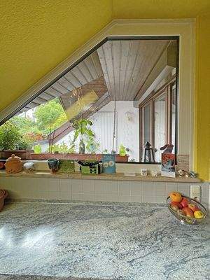 Blick Küche auf Dachterrasse