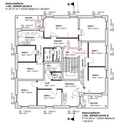 Beispielgrundriss für Büroflächen