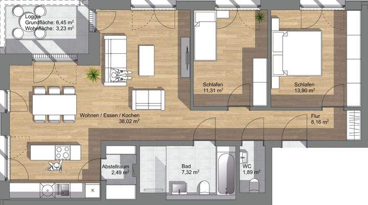 Wohnungsgrundriss Übersicht