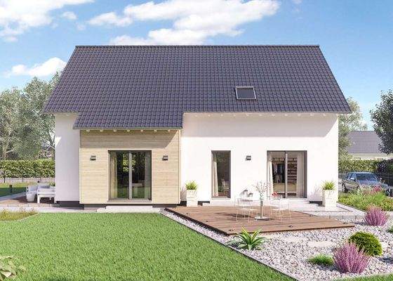 Terrassenansicht im Sommer