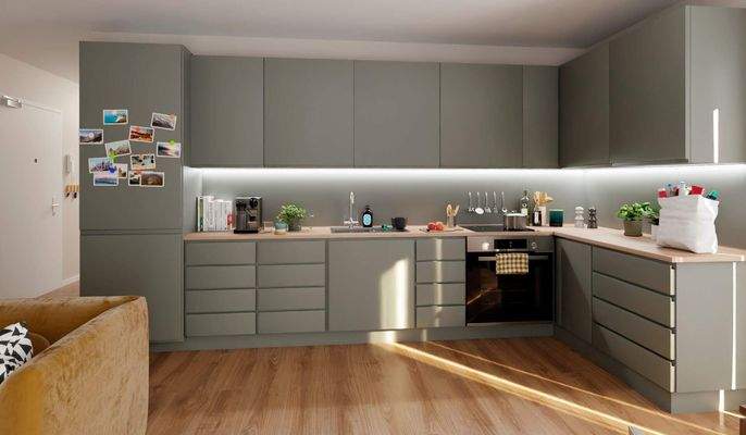 Visualisierung der modernen Küche mit stilvoller B