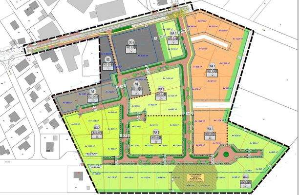 Parzellierung des Baugebietes 