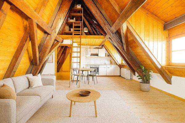 Visualisierung Wohnzimmer mit Küchenzeile