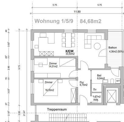 Grundriss Wohnung 1, 5, 9