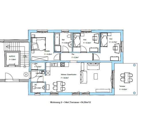 Grundriss Whg. 2 EG rechts