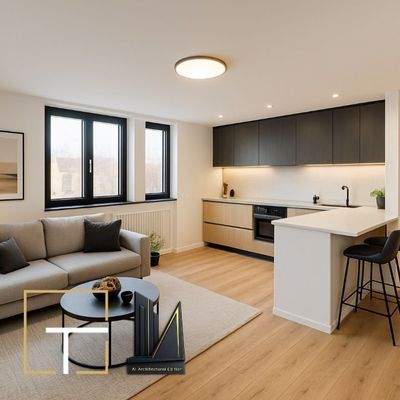 Moderne Küche und Wohnzimmer