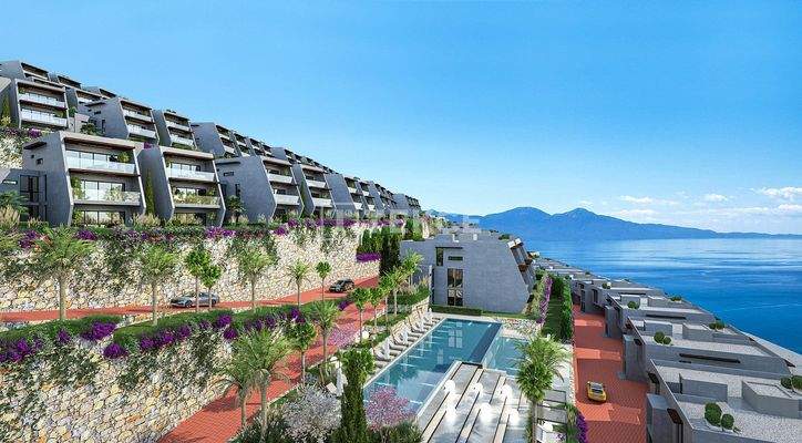 Flats in a Compound With Unblocked Sea Views in Kuşadası Turkey