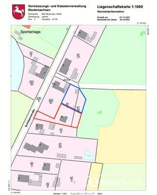 Flurkarte mögliche Teilung des Grundstücks