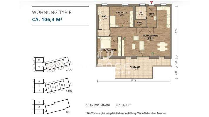 Grundriss Wohnung Typ F