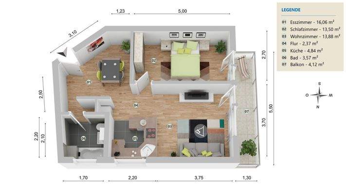 Vermaßter Grundriss