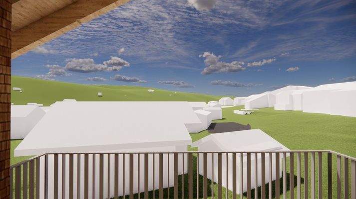 Blick vom Westbalkon über die Nachbarhäuser 