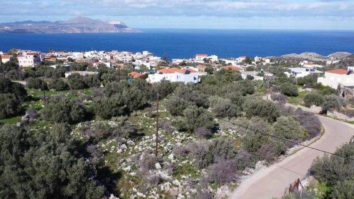 Kreta, Kokkino Chorio: Sofort bebaubares Grundstück mit Meerblick zu verkaufen