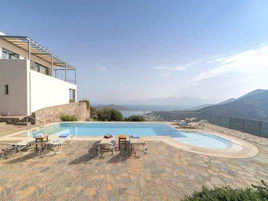 Kreta - Pano Elounda - luxuriöse Villa mit Pool und Panorama Meerblick auf die Mirabello Bucht
