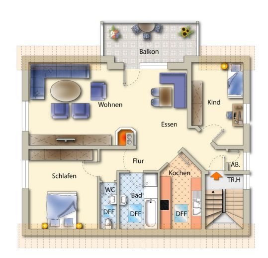 3-Zimmerwohnung mit 82 m² Wfl. im Dachgeschoss in sehr guter Wohnlage von Ichenhausen