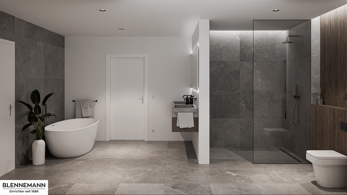 Vollbad mit Tageslicht, Wanne u. Walk In Dusche