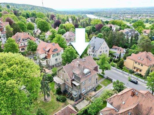 Lage des Hauses am Elbhang