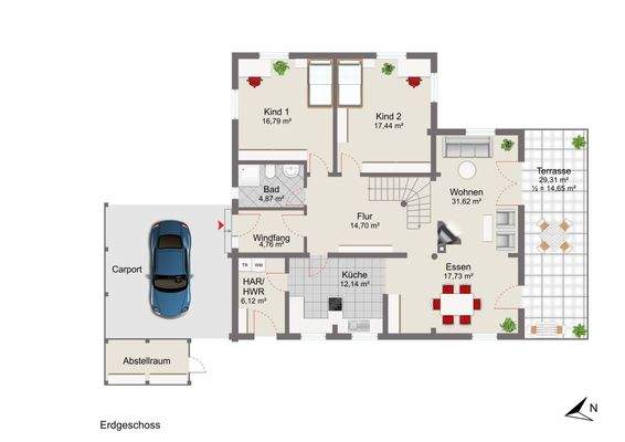 Erdgeschossmit Mustermöblierung