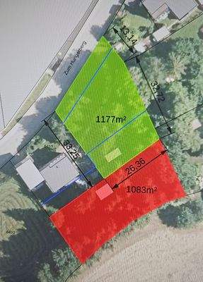 Aufteilung Grundstück eingezeichnet