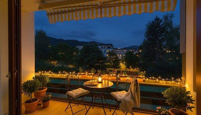 Balkon bei Nacht Ausstattungsbeispiel