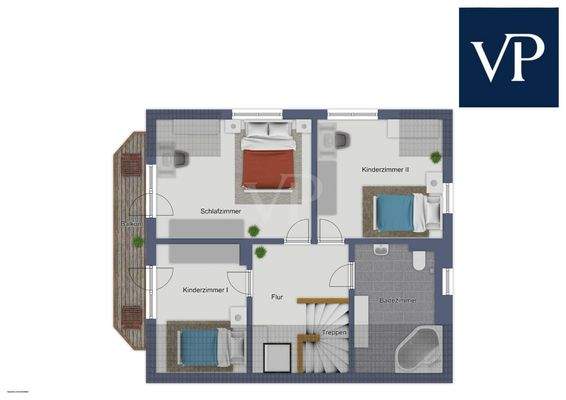 Grundriss DG mit Einrichtungsbeispiel
