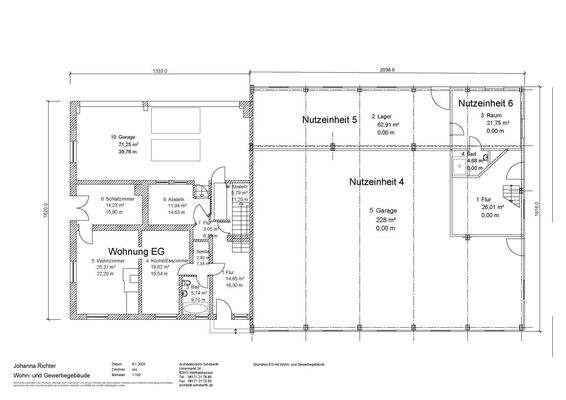 Grundriss EG Wohnen und Gewerbe