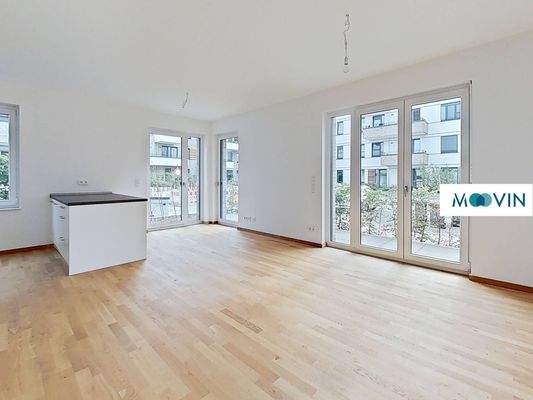 Ansicht I: Wohn- und Esszimmer mit Zugang zur Terrasse