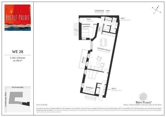 Vertriebsgrundrisse_Rudolf Palais_WE28_3 Zimmer
