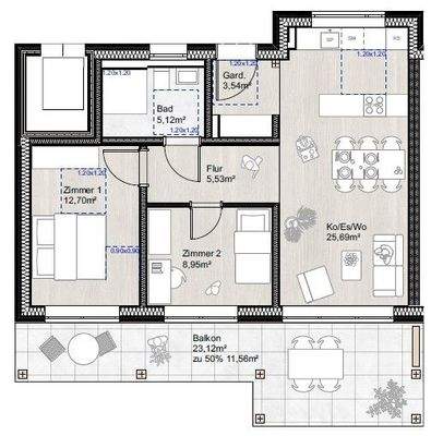Bsp.Grundriss L3 - W2/W8/W14
