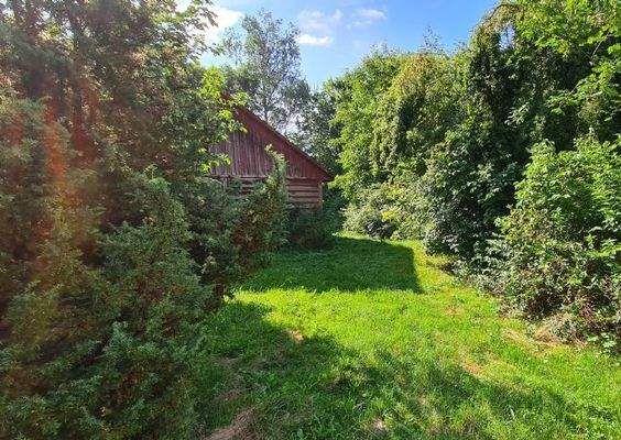 Hofraum, Blick auf Holzlagerschuppen