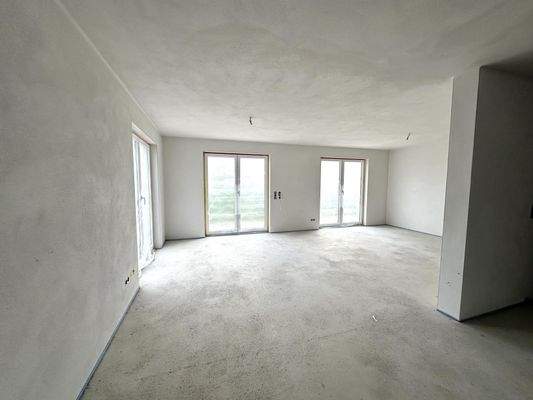 Blick Küche zum Wohnbereich