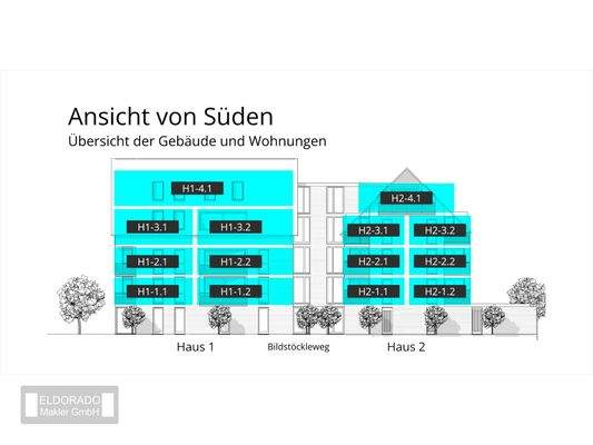 Übersicht Wohnungen Ansicht Süd