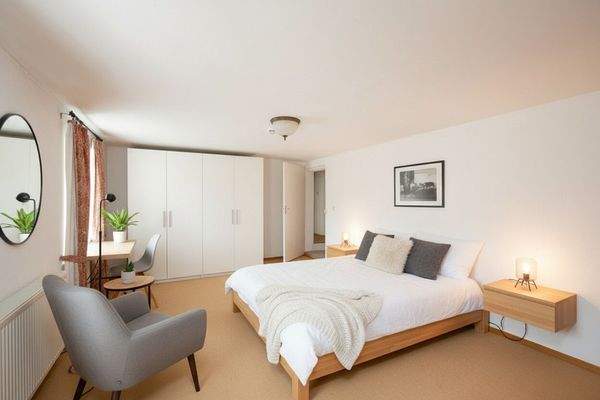 Einrichtungsbeispiel Schlafzimmer, KI-generiert