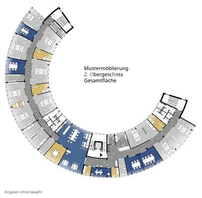 Mustermöblierung 2. Obergeschoss eine Mietfläche