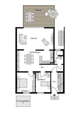 Variante Grundriss EG nach Wohnraumerweiterung