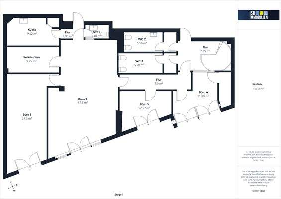 Grundriss Bürofläche im OG