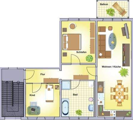 Grundriss-Skizze 82 m²