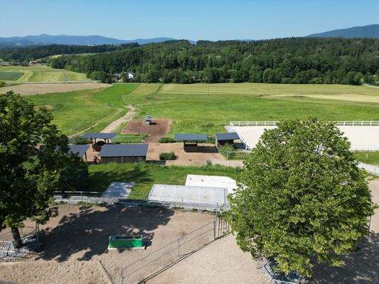 Außenansicht mit Weidefläche und Weitblick
