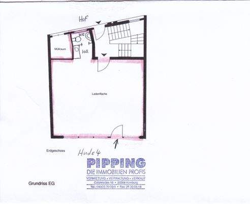 Grundriss mit WC + Pantry