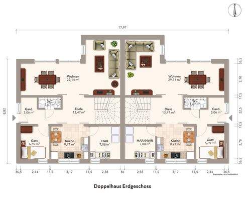 Grundriss Doppelhaus EG