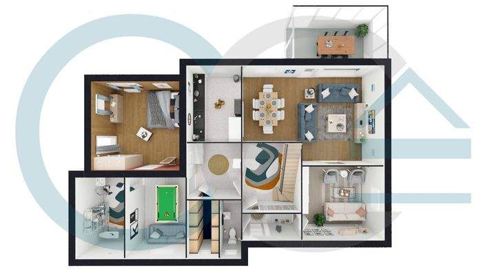 3D Grundriss Erdgeschoss