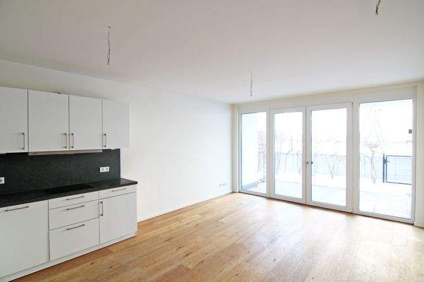 Wohnzimmer mit offener Küche