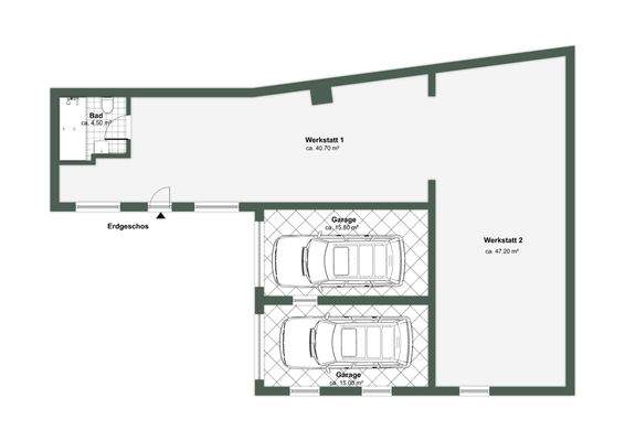 Grundriss Werkstatt mit Garage