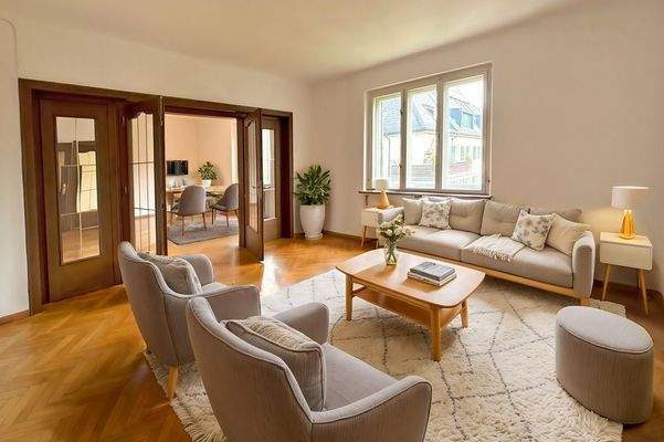 Staging/Einrichtungsbeispiel - offener Wohn-/Essbereich