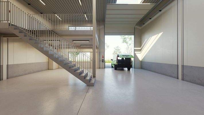 Helle Lagerfläche mit Mezzaninefläche