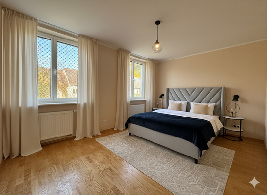 Musterfoto Elternschlafzimmer mit KI erstellt