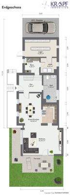 Erdgeschoss mit KFZ + Terrasse