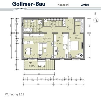 Grundriss Wohnung 1.11